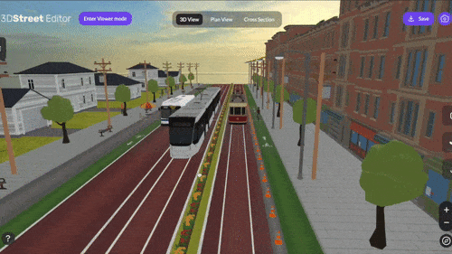 Animated gif of a user selecting an object in 3DStreet Editor.