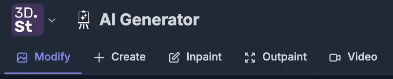 AI Generator App Logo and Header Menu