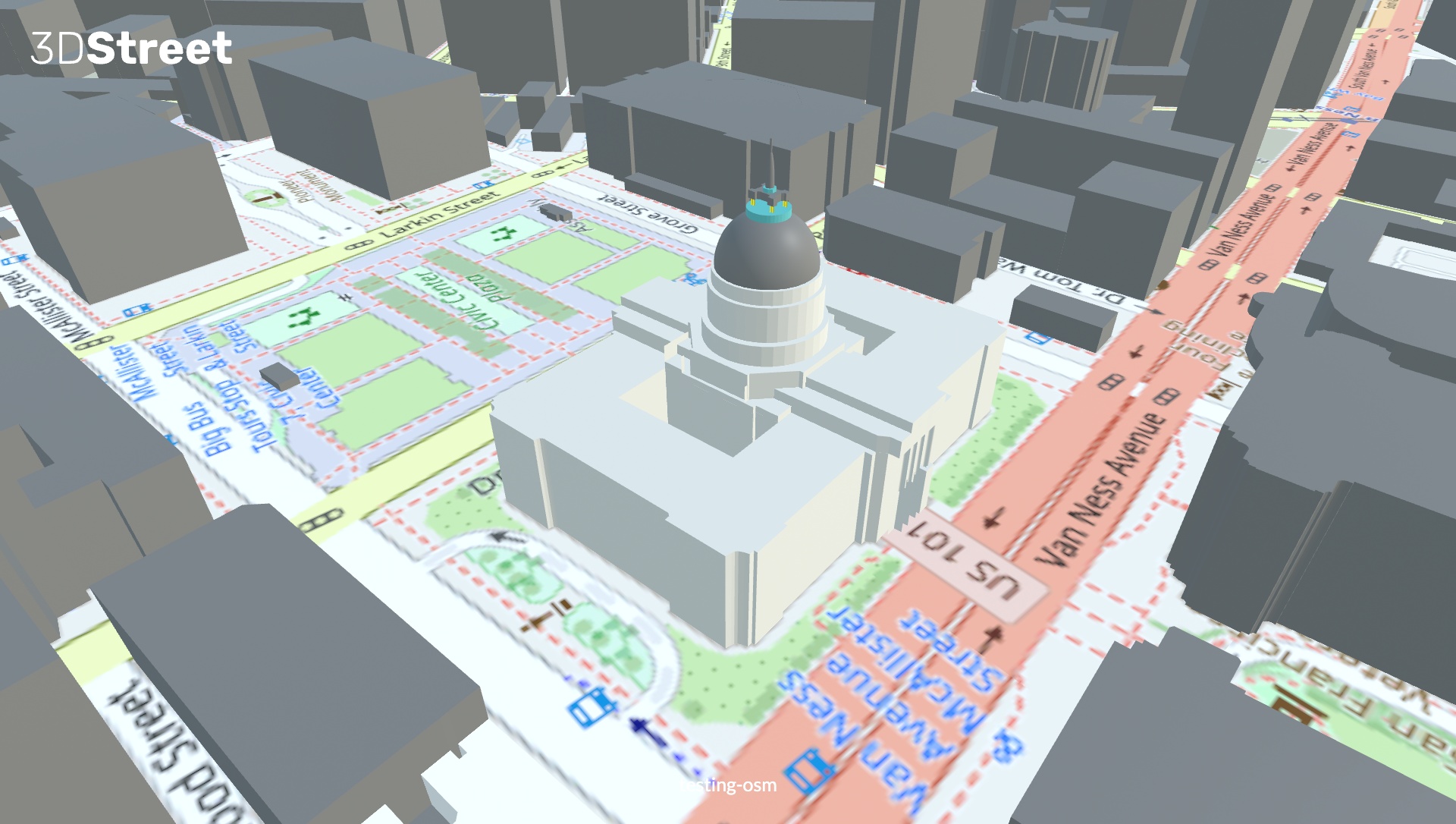 Open Street Map Integration Screenshot of San Francisco City Hall