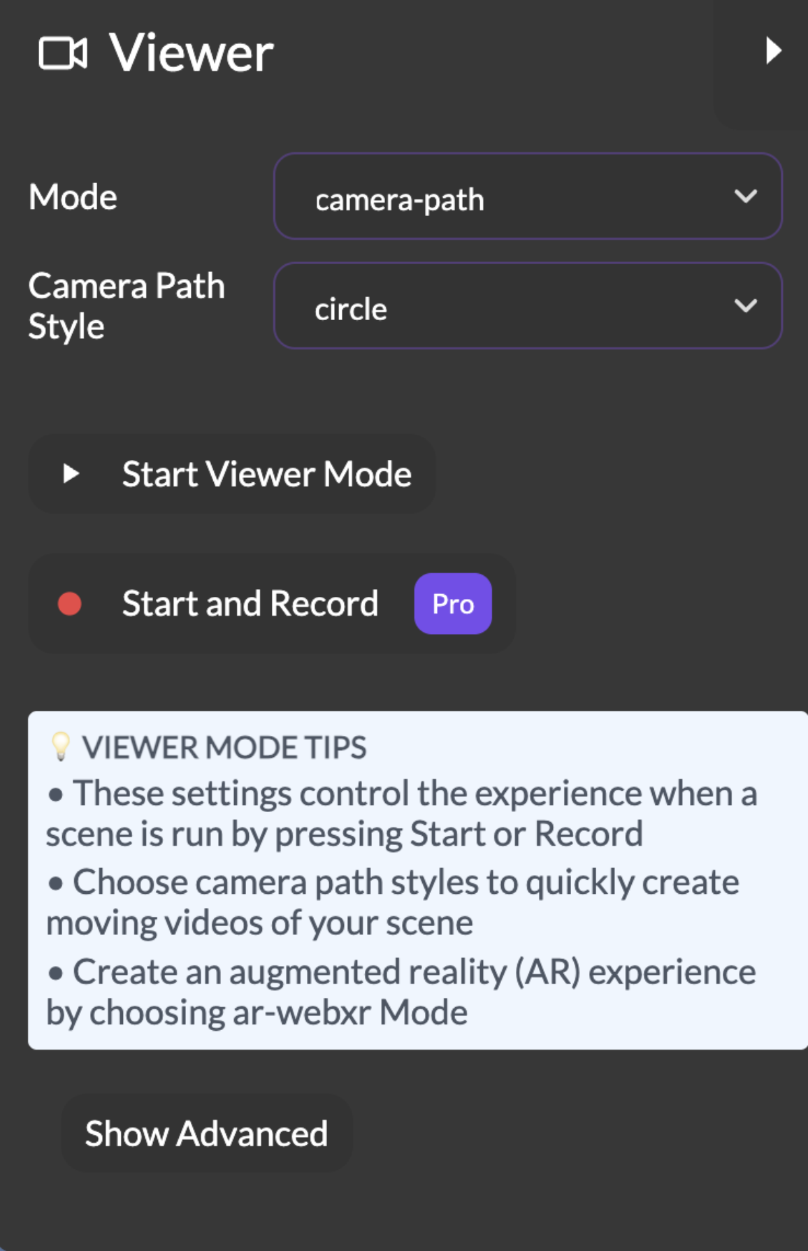 Camera Path Circle Sidebar